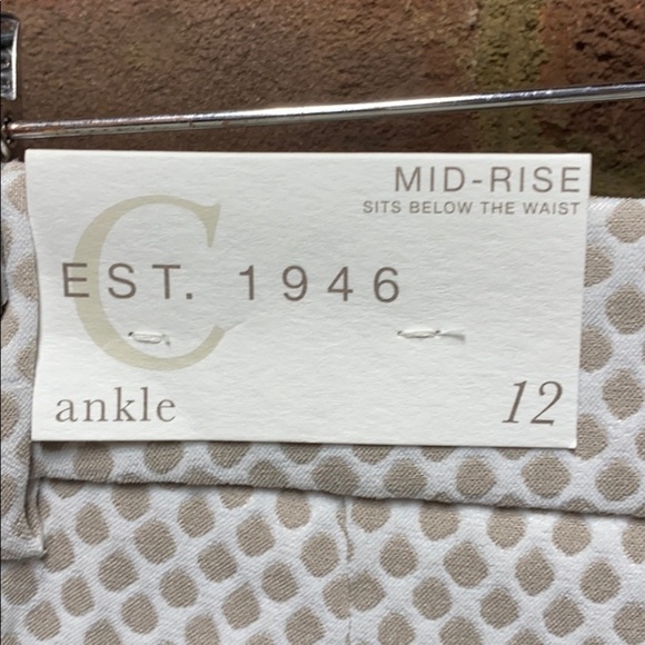 Cato Cream/Tan Polka dots Mid-Rise Ankle Pant Size 12 - Picture 3 of 8